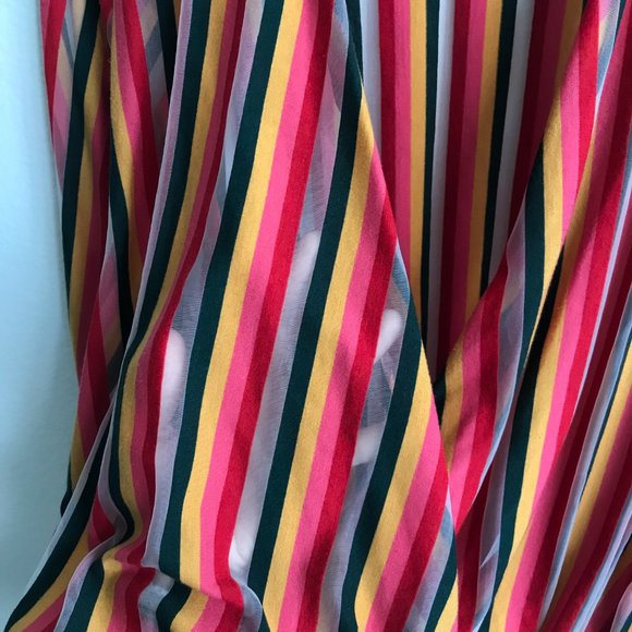 Zara Trafaluc Rainbow Striped Wrap Long Sleeve Blouse Sheer Pride Size S Small - Picture 3 of 7